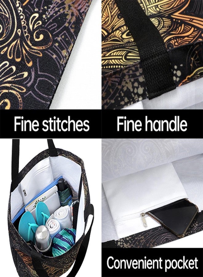 ZzWwR Rural Honey Bees Wildflowers Extra Large Canvas Shoulder Tote Top Handle Bag for Gym Beach Travel Shopping - Image 5